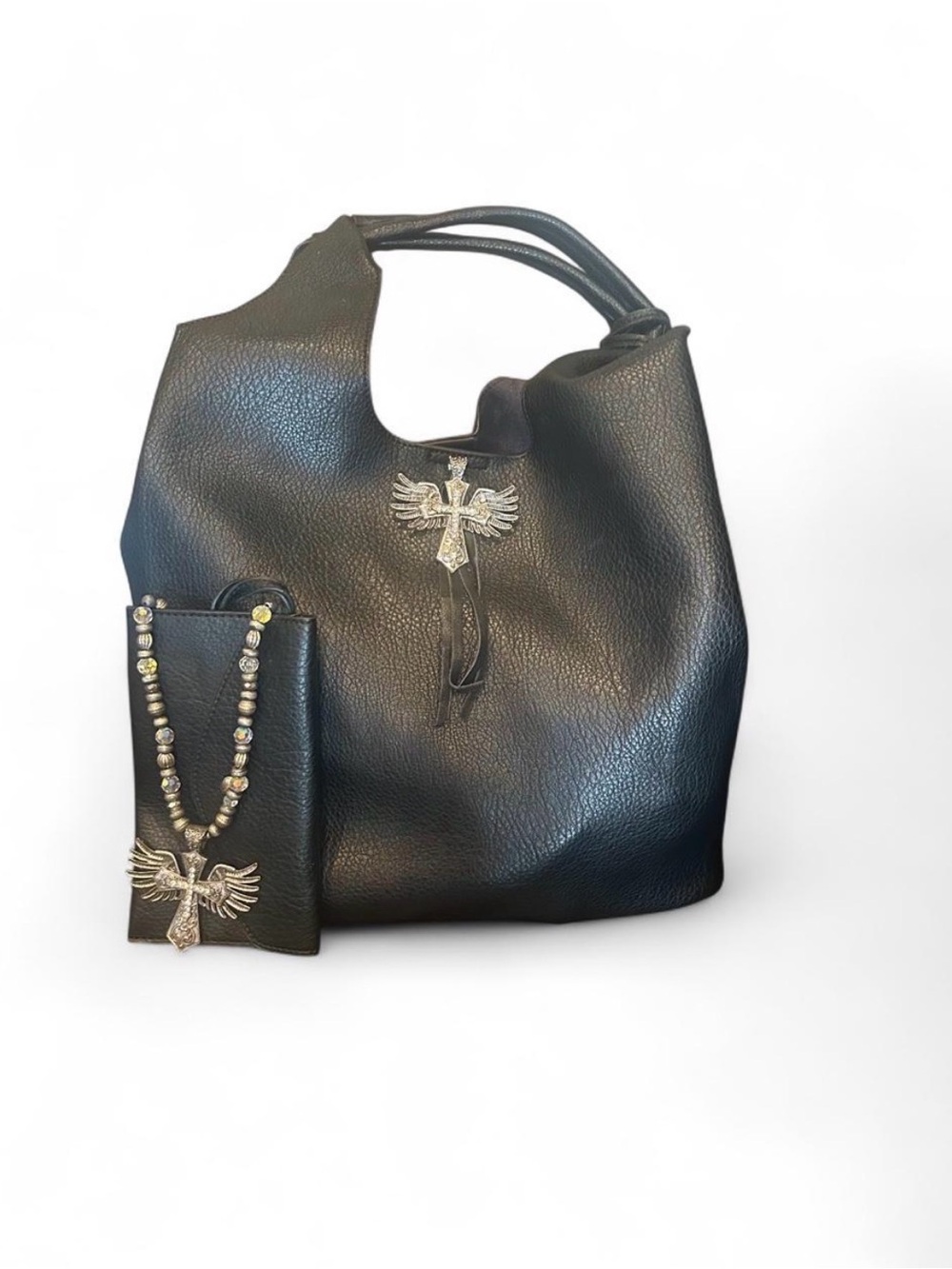 Montana West cross with wings, wallet and necklace set